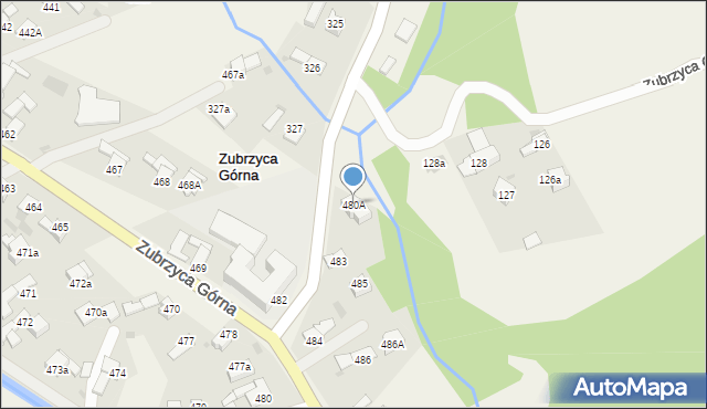 Zubrzyca Górna, Zubrzyca Górna, 480A, mapa Zubrzyca Górna