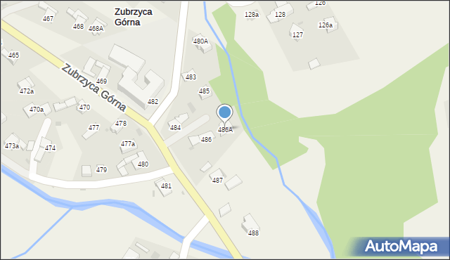 Zubrzyca Górna, Zubrzyca Górna, 486A, mapa Zubrzyca Górna