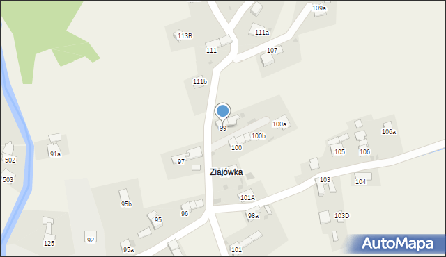 Zubrzyca Górna, Zubrzyca Górna, 99, mapa Zubrzyca Górna