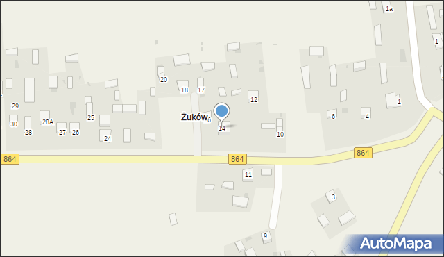 Żuków, Żuków, 14, mapa Żuków