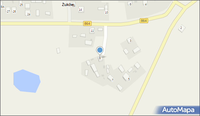 Żuków, Żuków, 9, mapa Żuków