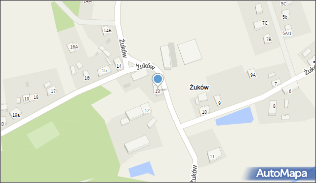 Żuków, Żuków, 13, mapa Żuków