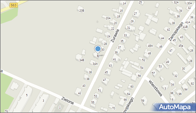 Żuromin, Żurawia, 32, mapa Żuromin