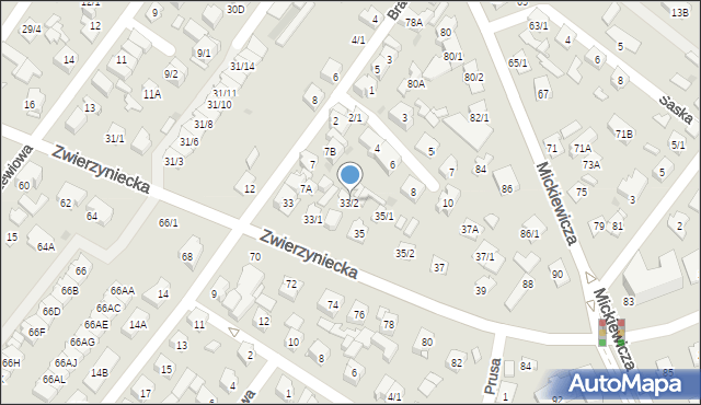 Białystok, Zwierzyniecka, 33/2, mapa Białegostoku
