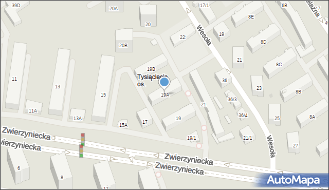 Białystok, Zwierzyniecka, 19A, mapa Białegostoku