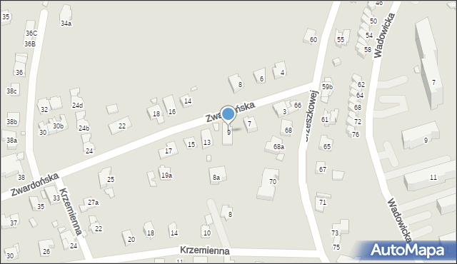 Bielsko-Biała, Zwardońska, 9, mapa Bielsko-Białej