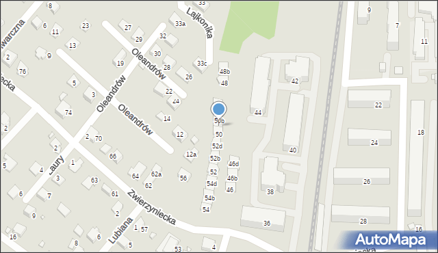 Bielsko-Biała, Zwierzyniecka, 50a, mapa Bielsko-Białej