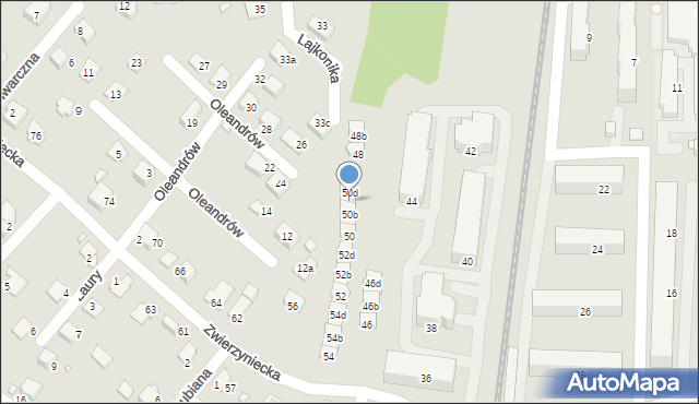 Bielsko-Biała, Zwierzyniecka, 50c, mapa Bielsko-Białej