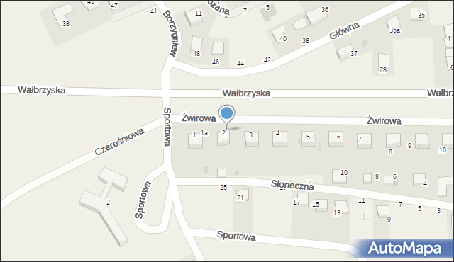 Borzygniew, Żwirowa, 2a, mapa Borzygniew