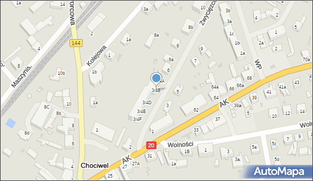 Chociwel, Zwycięzców, 3/4B, mapa Chociwel