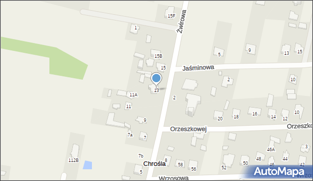 Chrośla, Żwirowa, 13, mapa Chrośla