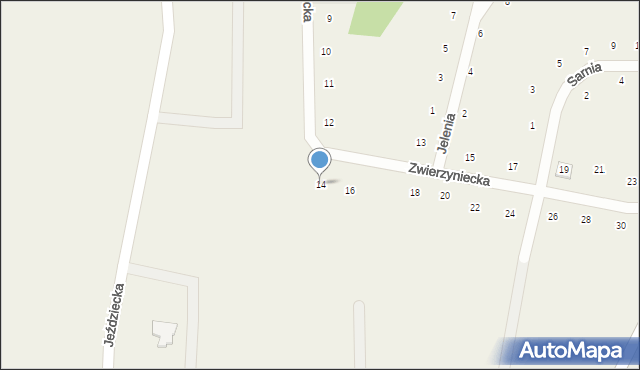 Cieszów, Zwierzyniecka, 14, mapa Cieszów