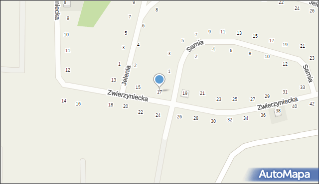 Cieszów, Zwierzyniecka, 17, mapa Cieszów