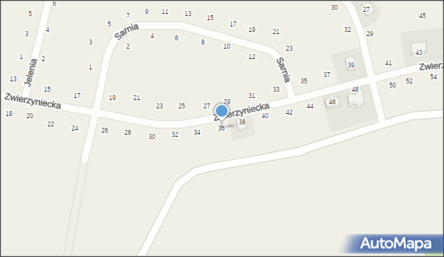 Cieszów, Zwierzyniecka, 36, mapa Cieszów