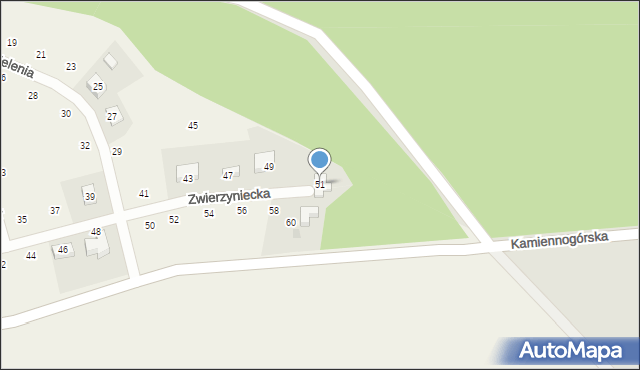 Cieszów, Zwierzyniecka, 51, mapa Cieszów