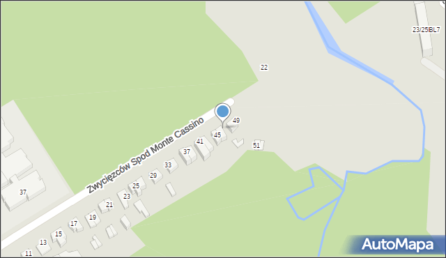Głowno, Zwycięzców spod Monte Cassino, 47, mapa Głowno