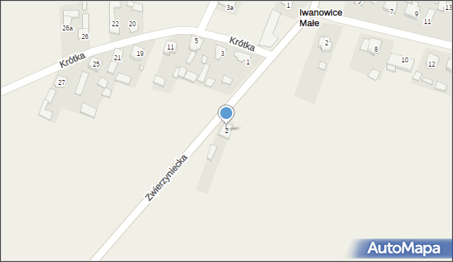 Iwanowice Małe, Zwierzyniecka, 2, mapa Iwanowice Małe