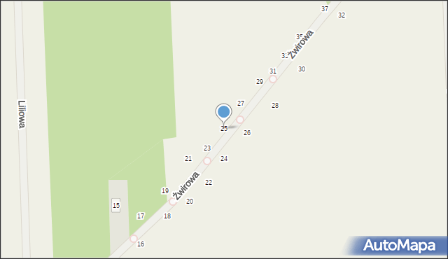 Jesionka, Żwirowa, 25, mapa Jesionka