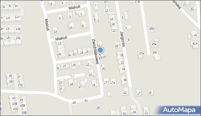 Katowice, Zwoźniakowej Renaty, 13, mapa Katowic