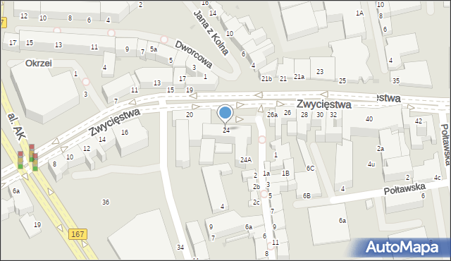 Koszalin, Zwycięstwa, 24, mapa Koszalina