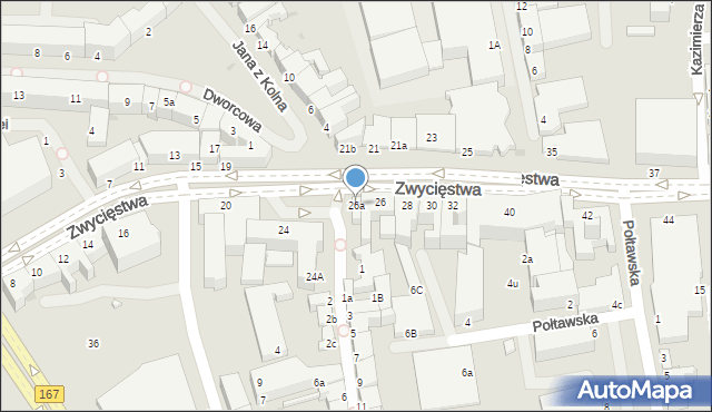 Koszalin, Zwycięstwa, 26a, mapa Koszalina