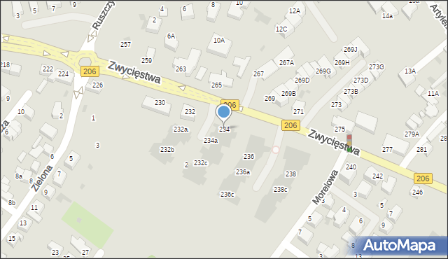 Koszalin, Zwycięstwa, 234, mapa Koszalina