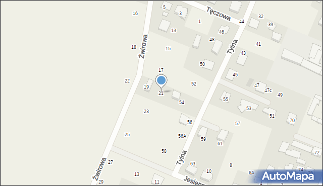 Krosno, Żwirowa, 21, mapa Krosna