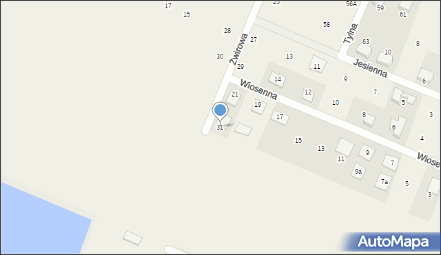 Krosno, Żwirowa, 31, mapa Krosna