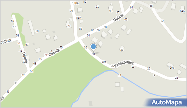 Łańcut, Zwierzyniec, 34, mapa Łańcut