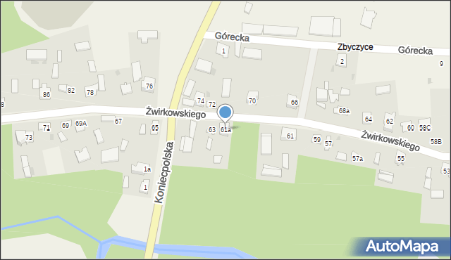 Lelów, Żwirkowskiego, 61a, mapa Lelów