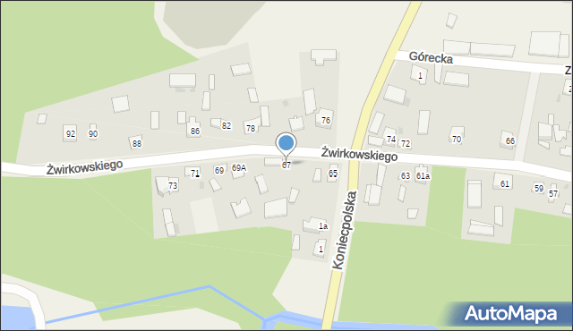 Lelów, Żwirkowskiego, 67, mapa Lelów