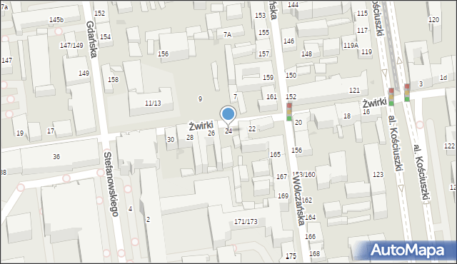 Łódź, Żwirki Franciszka, kpt. pil., 24, mapa Łodzi