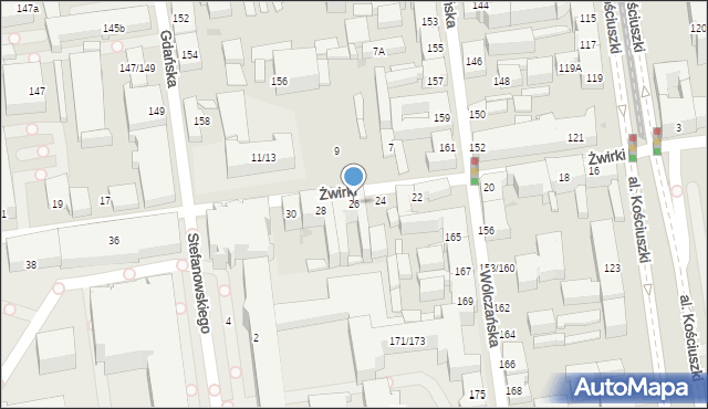 Łódź, Żwirki Franciszka, kpt. pil., 26, mapa Łodzi