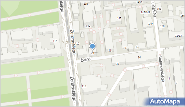 Łódź, Żwirki Franciszka, kpt. pil., 23, mapa Łodzi