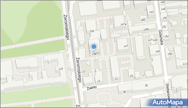Łódź, Żwirki Franciszka, kpt. pil., 23a, mapa Łodzi