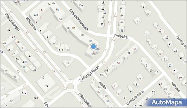 Lubin, Zwierzyckiego Józefa, prof., 36b, mapa Lubin