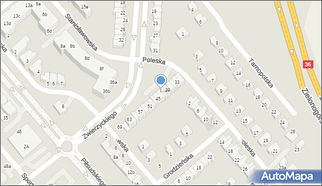 Lubin, Zwierzyckiego Józefa, prof., 43, mapa Lubin