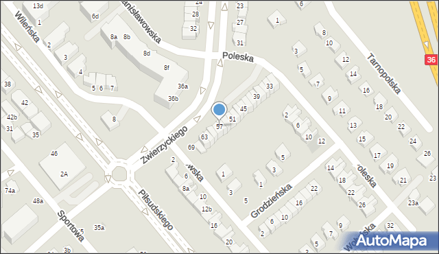 Lubin, Zwierzyckiego Józefa, prof., 57, mapa Lubin