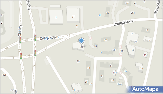 Lublin, Związkowa, 26, mapa Lublina