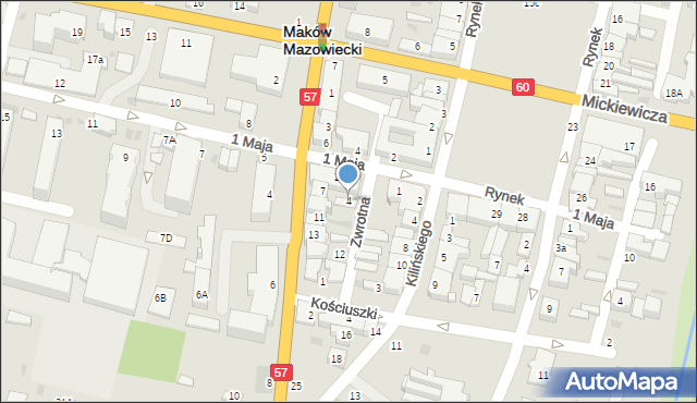 Maków Mazowiecki, Zwrotna, 4, mapa Maków Mazowiecki