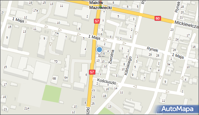 Maków Mazowiecki, Zwrotna, 8, mapa Maków Mazowiecki