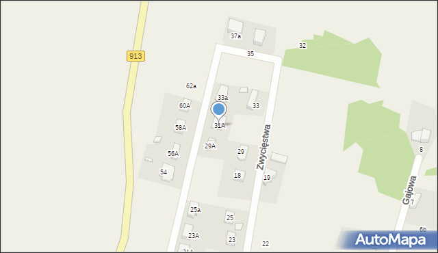 Myszkowice, Zwycięstwa, 31A, mapa Myszkowice