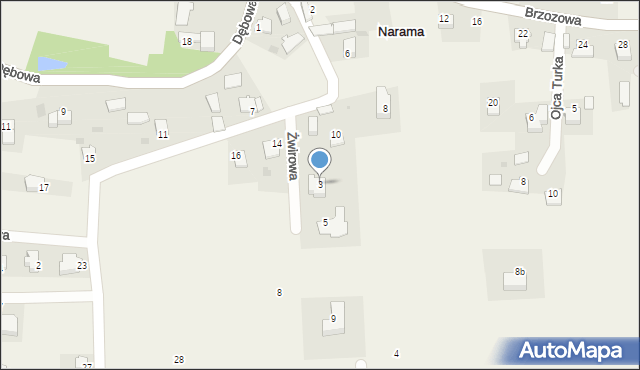 Narama, Żwirowa, 3, mapa Narama