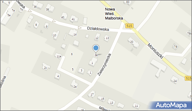 Nowa Wieś Malborska, Zwierzyniecka, 1a, mapa Nowa Wieś Malborska