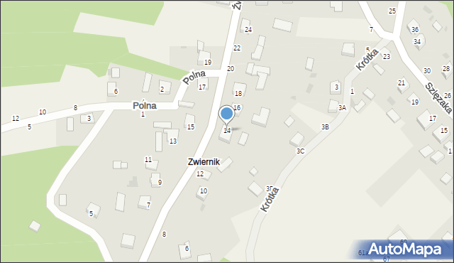 Odporyszów, Źwiernik, 14, mapa Odporyszów