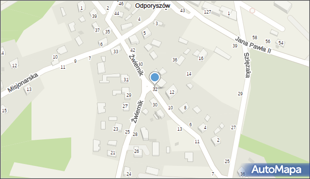 Odporyszów, Źwiernik, 32, mapa Odporyszów