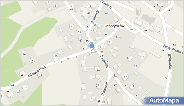 Odporyszów, Źwiernik, 33, mapa Odporyszów