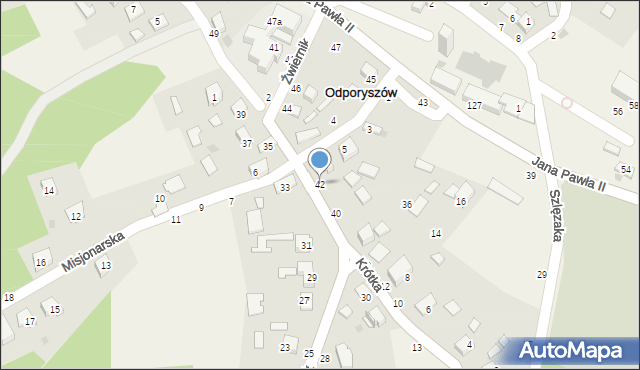 Odporyszów, Źwiernik, 42, mapa Odporyszów