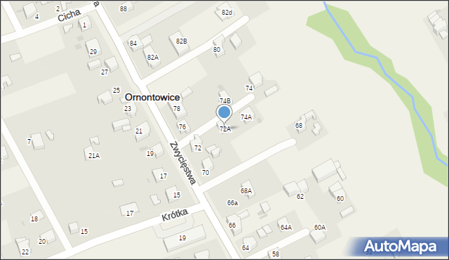 Ornontowice, Zwycięstwa, 72A, mapa Ornontowice