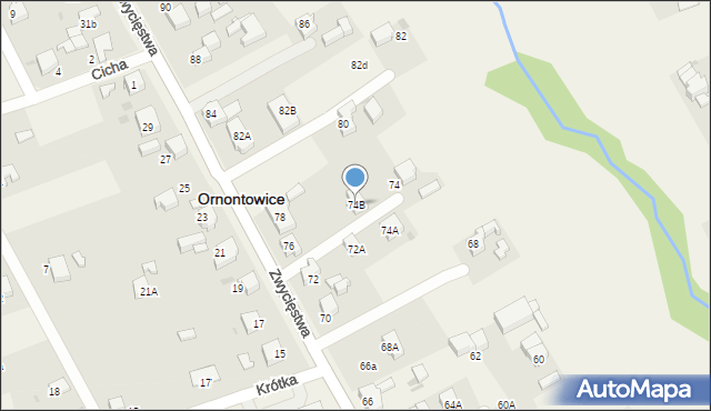 Ornontowice, Zwycięstwa, 74B, mapa Ornontowice